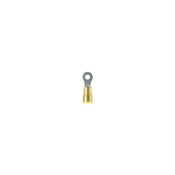 Ring Terminal, 5/16 in Stud Size, 10 AWG, 600 V, Nylon Insulated, Yellow, 50 PK